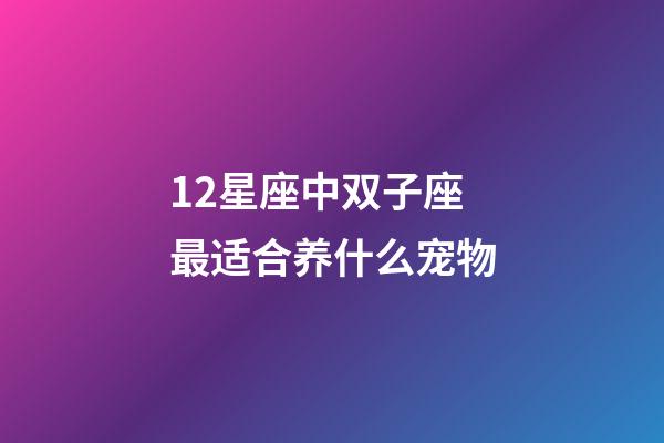 12星座中双子座最适合养什么宠物-第1张-星座运势-玄机派