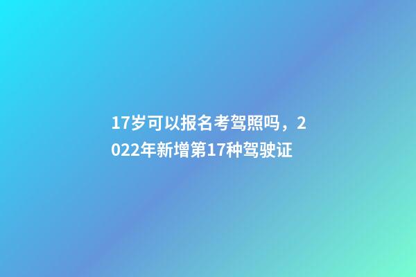 17岁可以报名考驾照吗，2022年新增第17种驾驶证-第1张-观点-玄机派