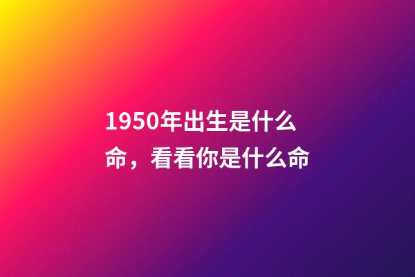 1950年出生是什么命，看看你是什么命-第1张-观点-玄机派