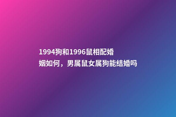 1994狗和1996鼠相配婚姻如何，男属鼠女属狗能结婚吗-第1张-观点-玄机派