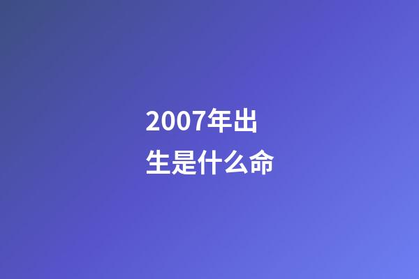 2007年出生是什么命