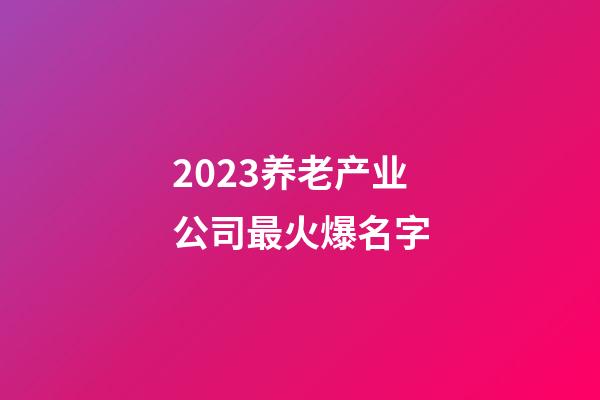 2023养老产业公司最火爆名字-第1张-公司起名-玄机派