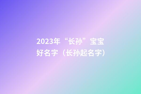 2023年“长孙”宝宝好名字（长孙起名字）