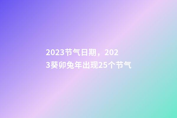 2023节气日期，2023葵卯兔年出现25个节气-第1张-观点-玄机派