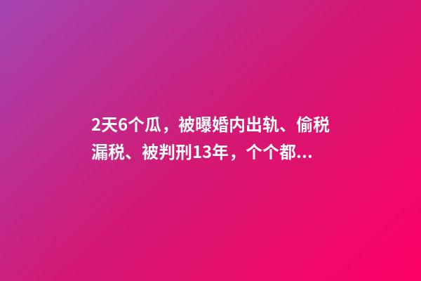 2天6个瓜，被曝婚内出轨、偷税漏税、被判刑13年，个个都是大瓜-第1张-观点-玄机派