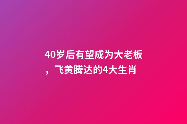 40岁后有望成为大老板，飞黄腾达的4大生肖-第1张-观点-玄机派