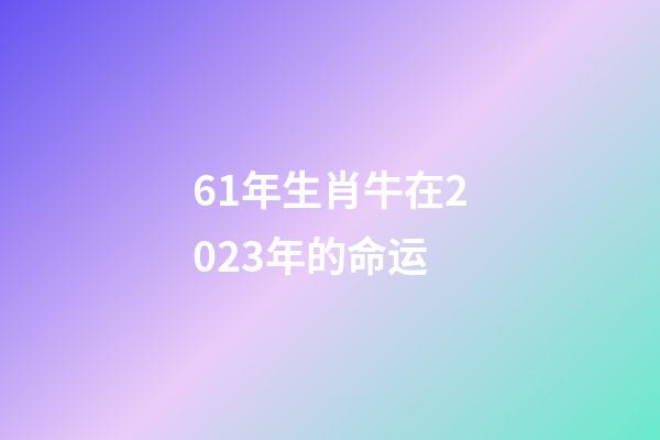 61年生肖牛在2023年的命运(自带“财库”，“财气”大通的3大生肖)-第1张-观点-玄机派