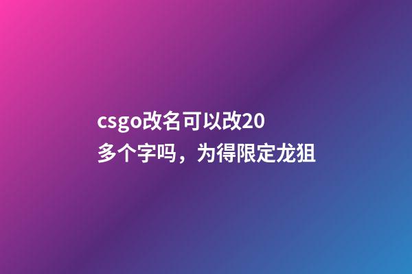 csgo改名可以改20多个字吗，为得限定龙狙-第1张-观点-玄机派