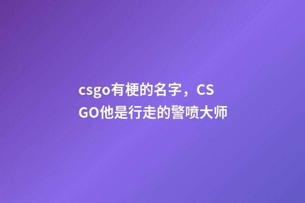 csgo有梗的名字，CSGO他是行走的警喷大师-第1张-观点-玄机派