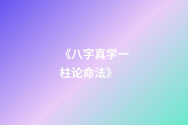 《八字真学一柱论命法》