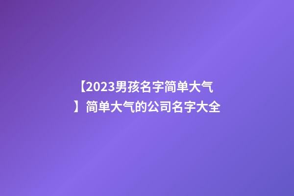 【2023男孩名字简单大气】简单大气的公司名字大全