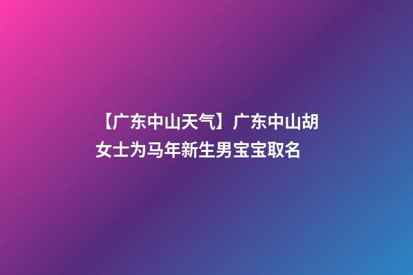 【广东中山天气】广东中山胡女士为马年新生男宝宝取名-第1张-公司起名-玄机派