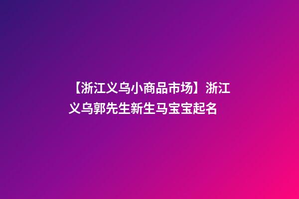 【浙江义乌小商品市场】浙江义乌郭先生新生马宝宝起名-第1张-公司起名-玄机派