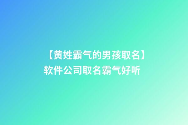 【黄姓霸气的男孩取名】软件公司取名霸气好听-第1张-公司起名-玄机派