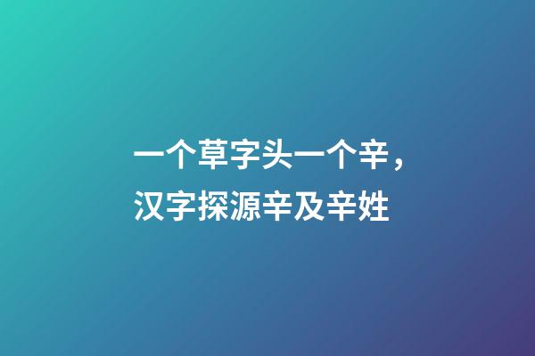 一个草字头一个辛，汉字探源辛及辛姓-第1张-观点-玄机派