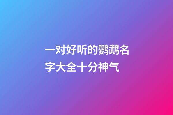 一对好听的鹦鹉名字大全十分神气