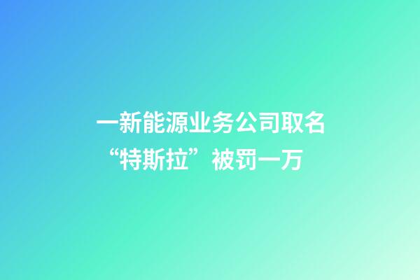 一新能源业务公司取名“特斯拉”被罚一万-第1张-公司起名-玄机派