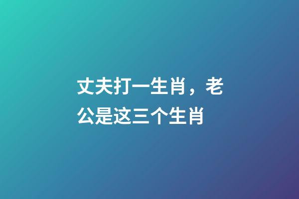 丈夫打一生肖，老公是这三个生肖-第1张-观点-玄机派