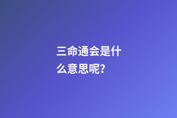 三命通会是什么意思呢？