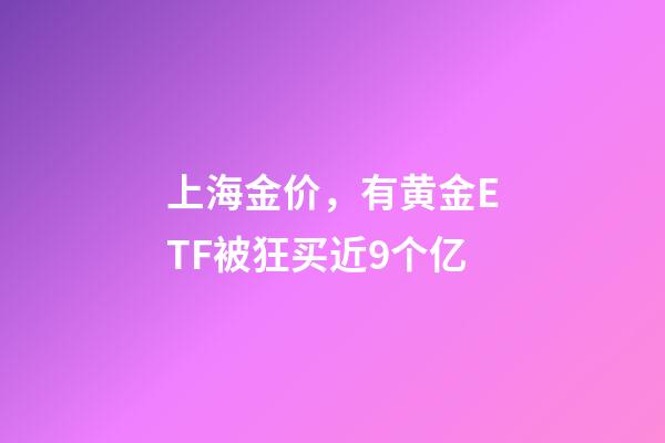 上海金价，有黄金ETF被狂买近9个亿-第1张-观点-玄机派