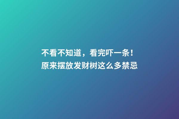 不看不知道，看完吓一条！原来摆放发财树这么多禁忌