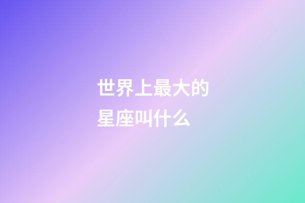 世界上最大的星座叫什么