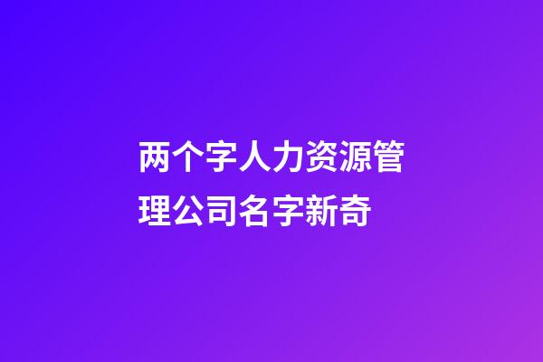 两个字人力资源管理公司名字新奇-第1张-公司起名-玄机派