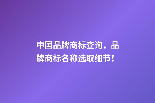 中国品牌商标查询，品牌商标名称选取细节！-第1张-商标起名-玄机派