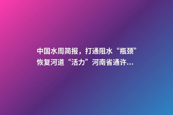 中国水周简报，打通阻水“瓶颈”恢复河道“活力”河南省通许县开展河道清淤工作-第1张-观点-玄机派