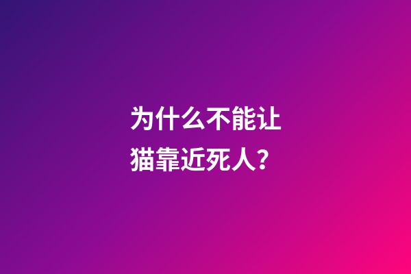 为什么不能让猫靠近死人？