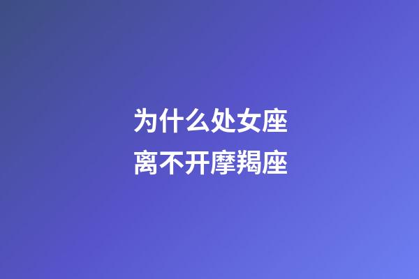 为什么处女座离不开摩羯座-第1张-星座运势-玄机派