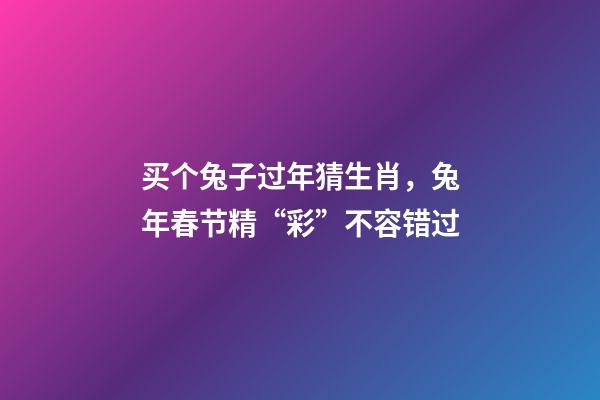 买个兔子过年猜生肖，兔年春节精“彩”不容错过-第1张-观点-玄机派