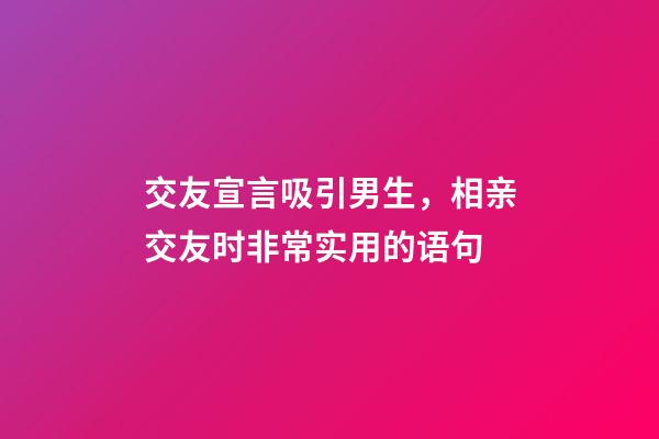 交友宣言吸引男生，相亲交友时非常实用的语句-第1张-观点-玄机派