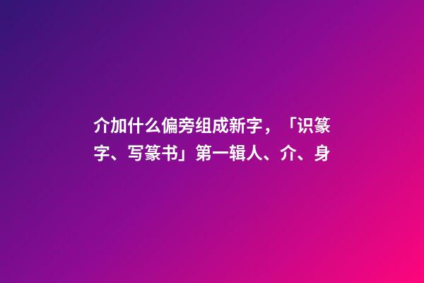 介加什么偏旁组成新字，「识篆字、写篆书」第一辑(一)人、介、身-第1张-观点-玄机派