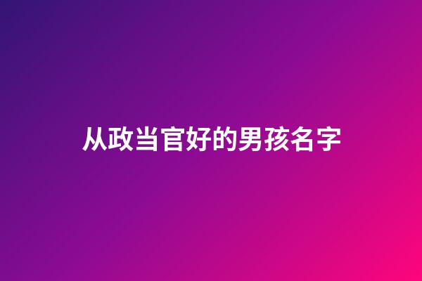 从政当官好的男孩名字(不收费的宝宝取名平台)