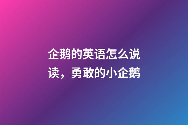 企鹅的英语怎么说读，勇敢的小企鹅-第1张-观点-玄机派