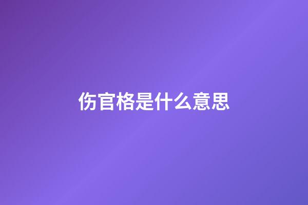 伤官格是什么意思