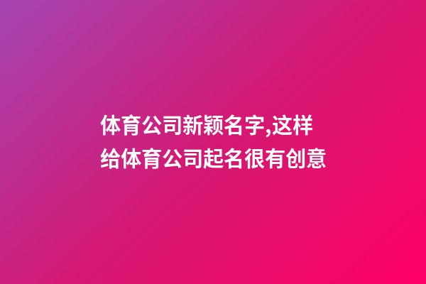 体育公司新颖名字,这样给体育公司起名很有创意-第1张-公司起名-玄机派