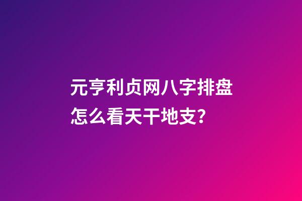 元亨利贞网八字排盘怎么看天干地支？