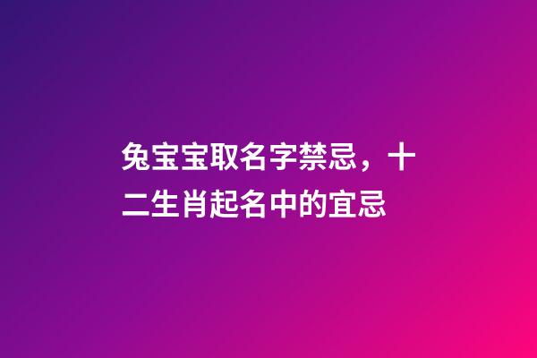 兔宝宝取名字禁忌，十二生肖起名中的宜忌-第1张-观点-玄机派