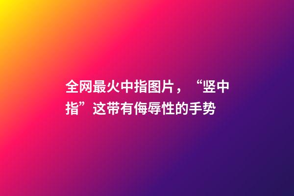 全网最火中指图片，“竖中指”这带有侮辱性的手势-第1张-观点-玄机派