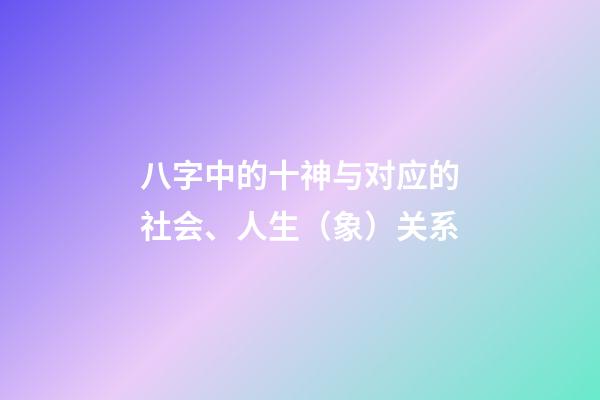 八字中的十神与对应的社会、人生（象）关系