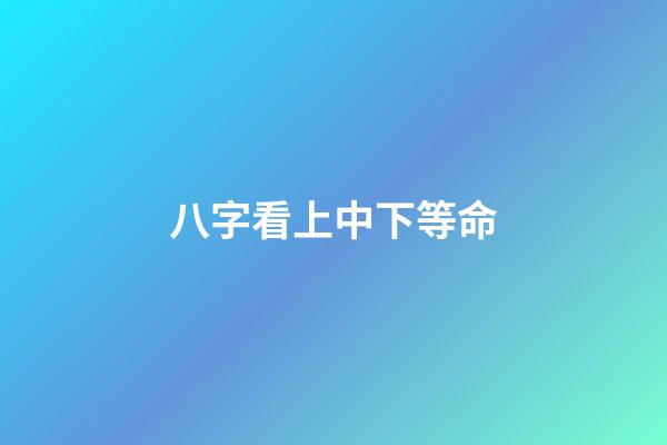 八字看上中下等命