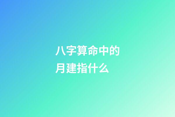 八字算命中的月建指什么