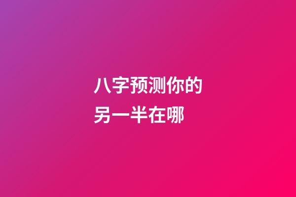 八字预测你的另一半在哪