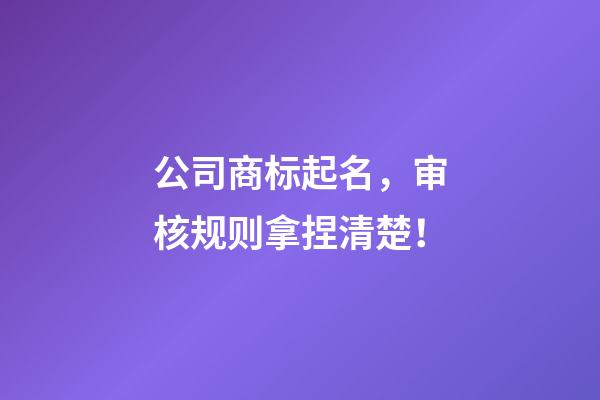 公司商标起名，审核规则拿捏清楚！-第1张-公司起名-玄机派