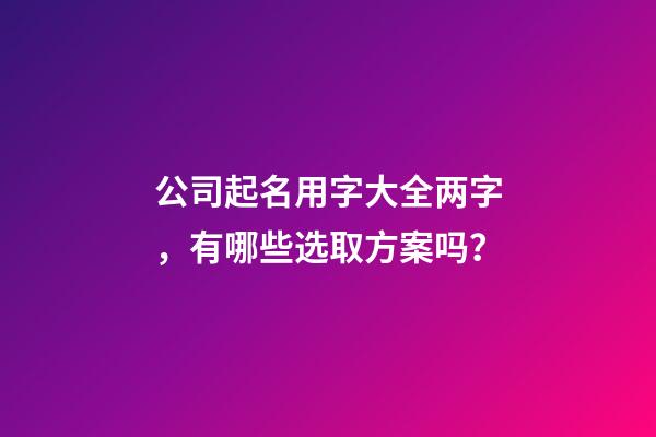 公司起名用字大全两字，有哪些选取方案吗？