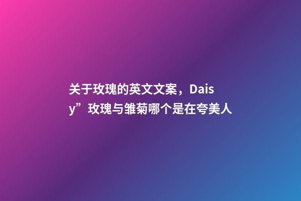 关于玫瑰的英文文案，Daisy”玫瑰与雏菊哪个是在夸美人-第1张-观点-玄机派