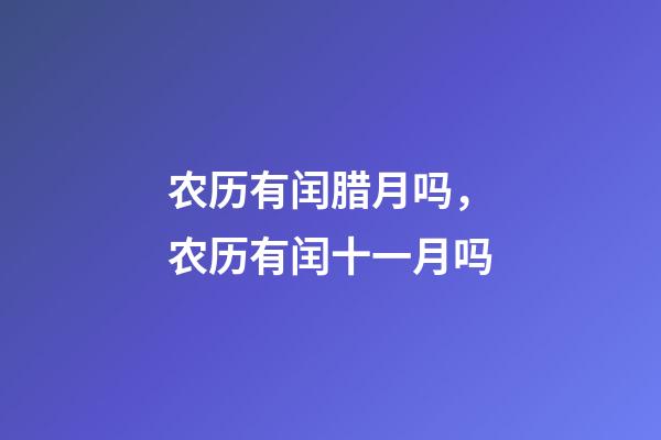 农历有闰腊月吗，农历有闰十一月吗-第1张-观点-玄机派