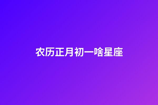 农历正月初一啥星座-第1张-星座运势-玄机派